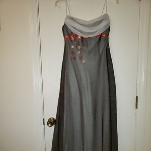 Custom black and white formal gown with red accents size 3-4